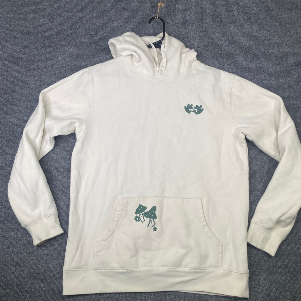 Danner Mens Mushroom Graphic Hoodie Cream Off White Cotton Blend Large